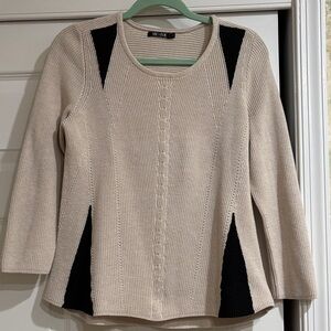 Anne Klein Women's Sweater in Cream with Black Panels